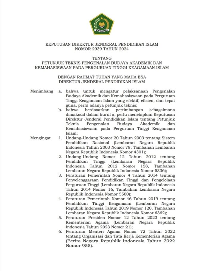 SK Dirjen Pendis No. 2939 Tahun 2024 Dinilai Menghapus Peran Sema dan Dema, Ini Tanggapan Presma UIN Datokarama Palu