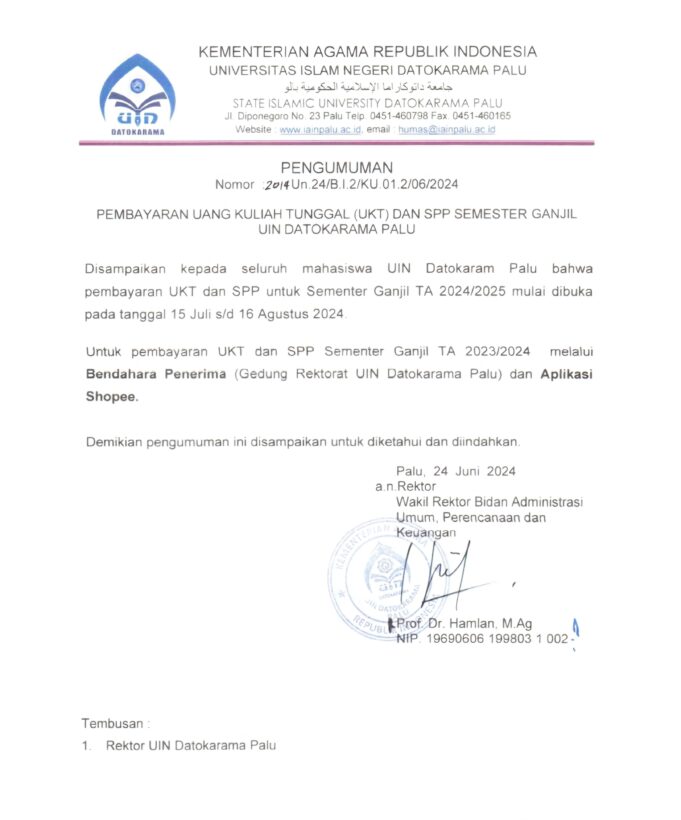 Warek II Ungkap Informasi Soal Perpanjangan Pembayaran UKT Semester Ganjil TA 2024/2025