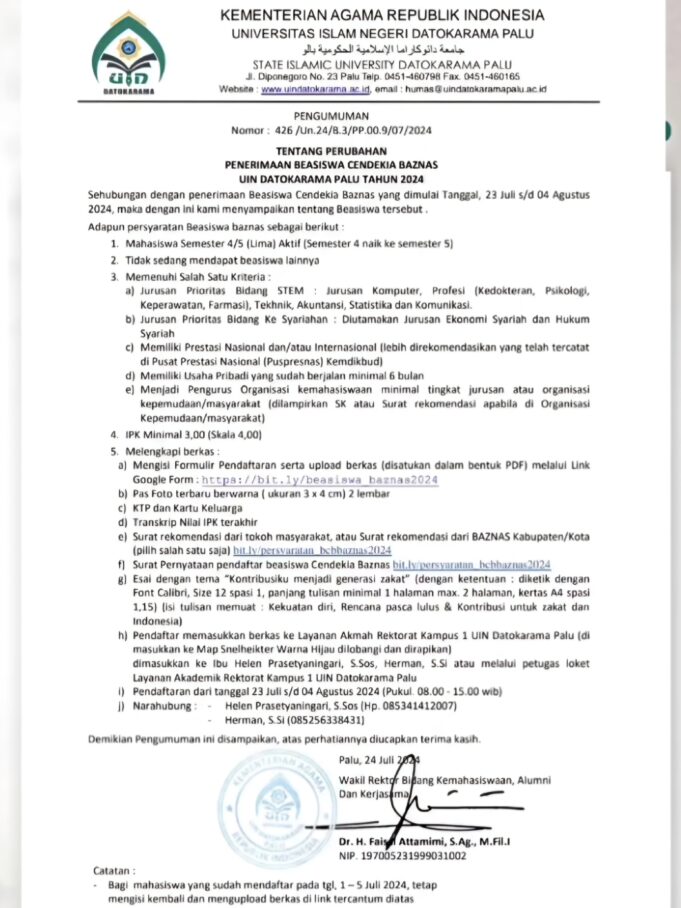 Pencairan Beasiswa Cendikia BAZNAS Tertunda, Warek III Ungkap Alasannya
