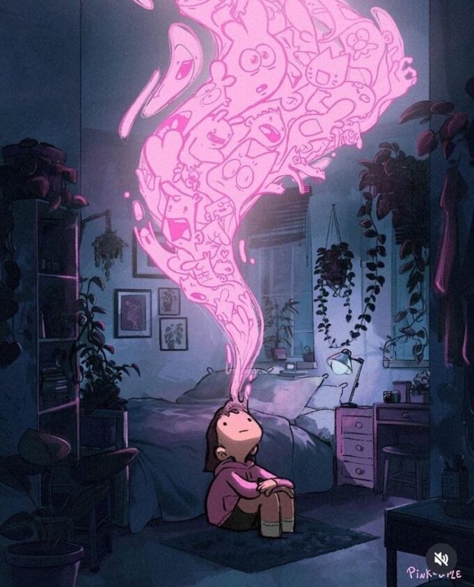 Pink in Blue